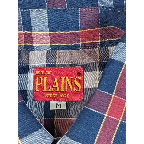 Ely Plains Medium Mens Shirt Western Snap Short Sleeve Lightweight - Picture 3 of 13